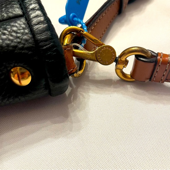 $468 Marc by Marc Jacobs Black Pebble Leather Two-Way Tote w/ Brown Trim - Picture 7 of 14